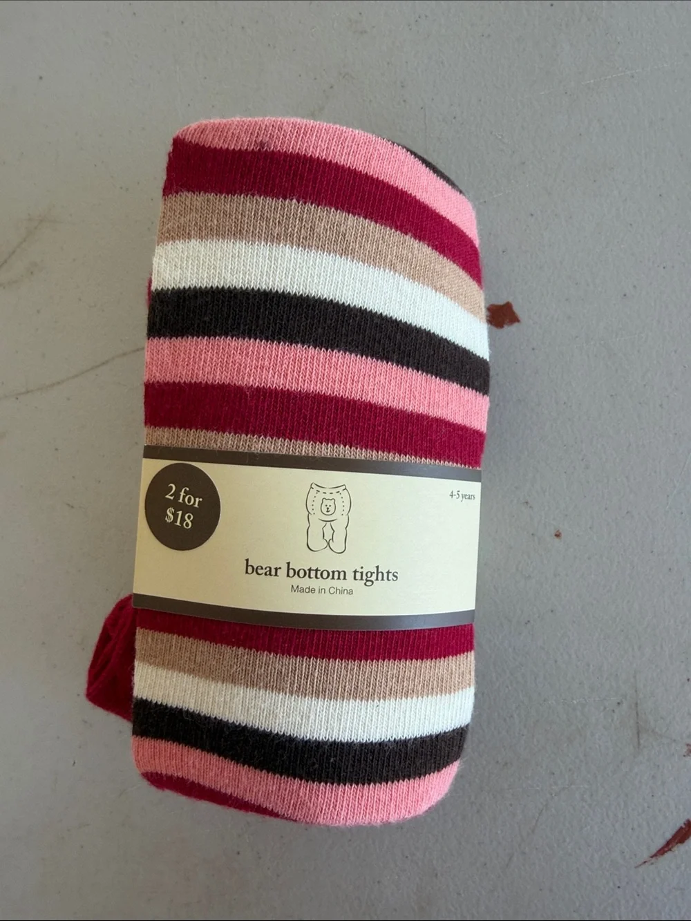 NWT GAP Striped Bear Bottom Tights - Pink, Red, Brown, White, Black